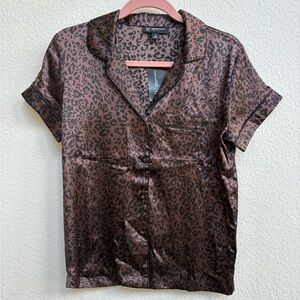 Leopard Print Satin Pajama Set